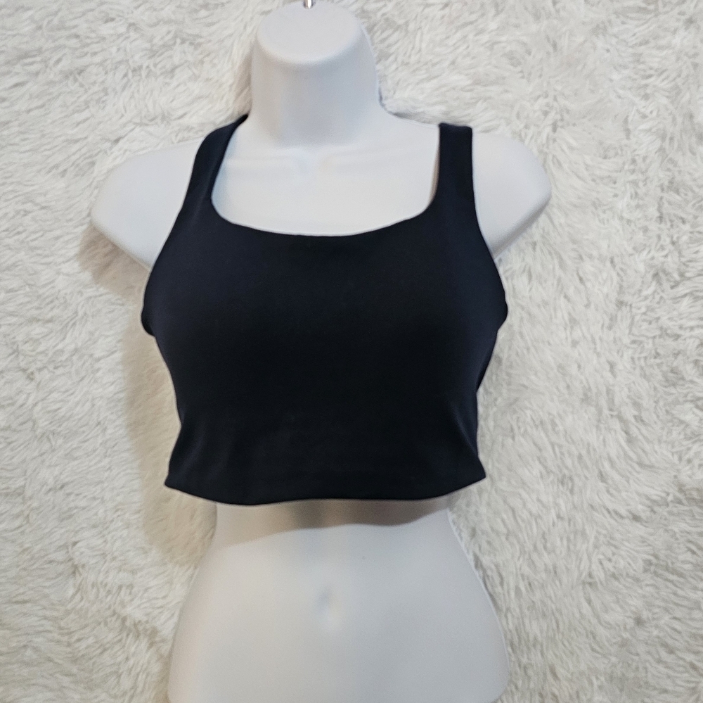 Jockey Women's Classic Navy Blue Crop Sport Top Bra Padded Size M